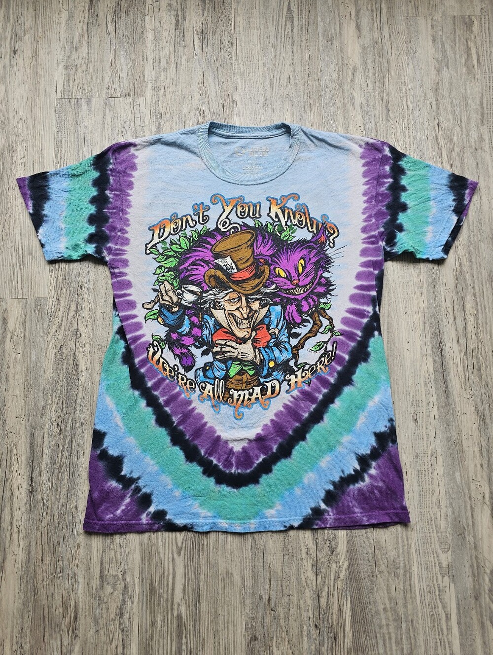 Liquid Blue Alice in Wonderland AOP Tie Dye Graphic T Shirt Men’s Large 2018